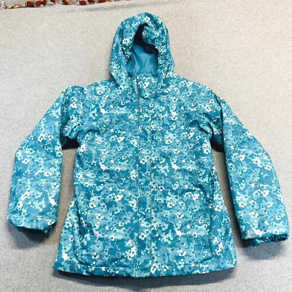 Columbia Interchange Jacket Kids Medium 10/12 Blue Floral Omni-Heat 3-in-1